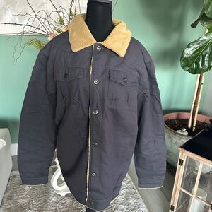 Men's Gray Jacket with Tan Fur Collar